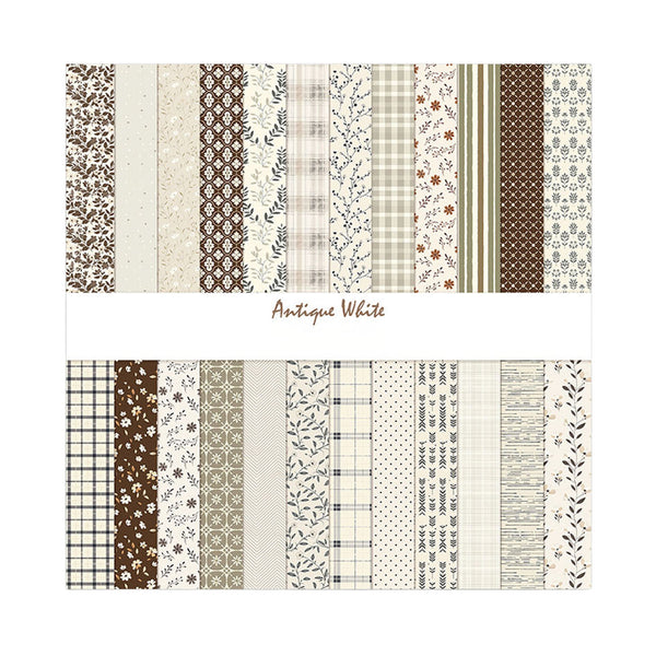Collection of fabric swatches with various patterns and colors on a white background.