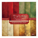 Packaging of Tales scrapbooking paper sheets with textured designs.