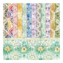 Collection of patterned paper strips with 'Soft Mosaic' branding on a white background