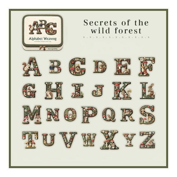 Alphabet weaving set with letters 'A' to 'Z' on a white background, featuring the brand 'Alphabet Weaving'.