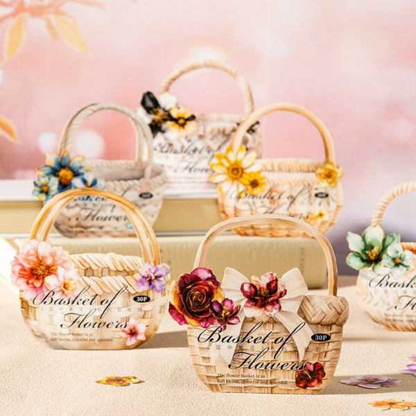 Poppy Crafts Basket of Flowers Writing Paper Stickers - Warm Sun