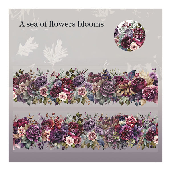 Poppy Crafts Blooming Flowers in Four Seasons PET Sticker Roll - A Sea of Flowers Blooms