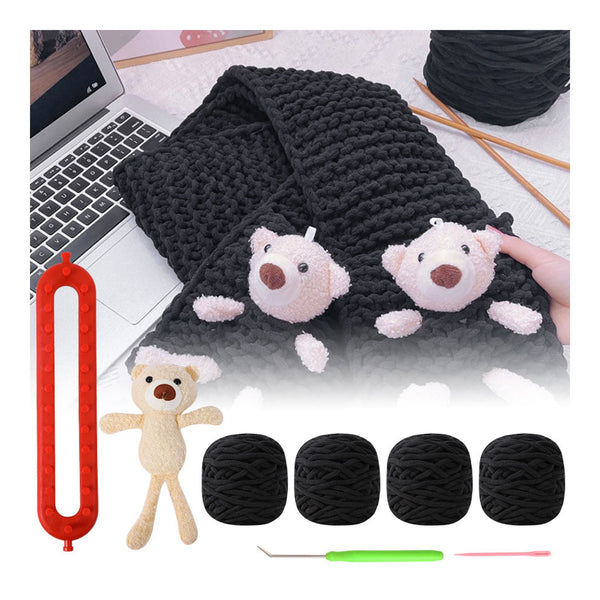 Poppy Crafts Chenille Scarf Weaving Kit - Black