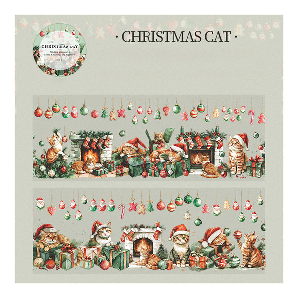 Poppy Crafts Christmas Day PET Sticker Roll - Christmas Cat