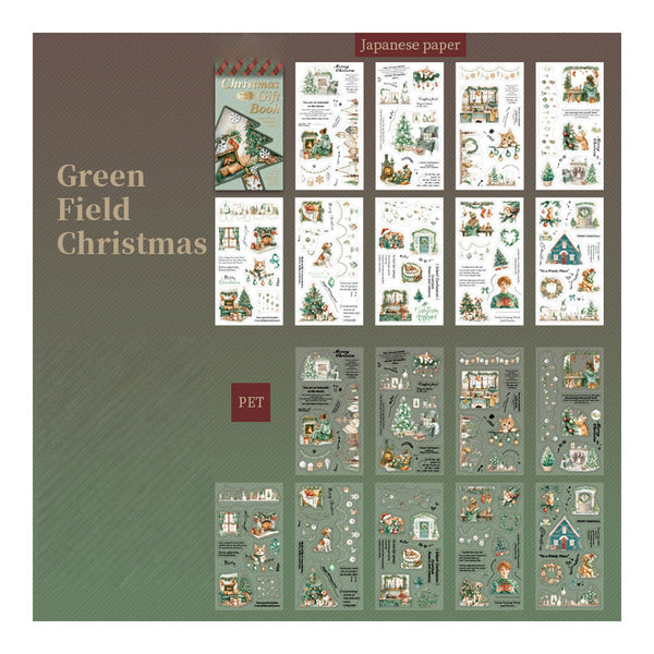 Poppy Crafts Christmas PET + Washi Paper Sticker Book - Green Field Christmas