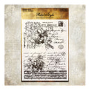 Vintage-style paper with floral design and text on a textured background