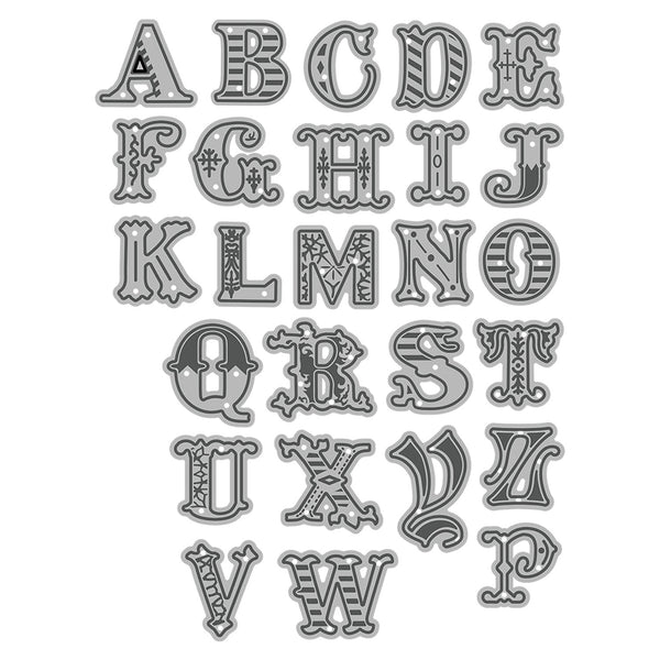 Decorative alphabet letters on a white background