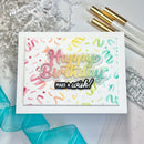 Colorful birthday card with 'Happy Birthday' and 'Make a Wish!' text, surrounded by ribbons and tools.