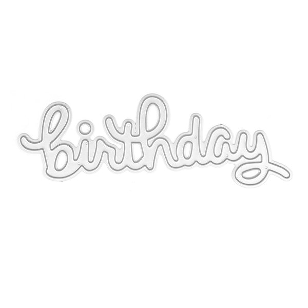 Decorative cutout with 'birthday' text on a white background