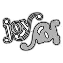 Decorative word 'joy' in a stylized font on a white background