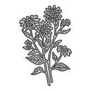 Black and white floral design on a white background
