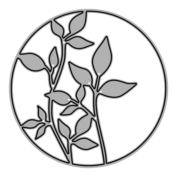 Decorative circular design with leaf patterns on a white background