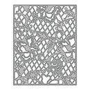 Decorative metal cutting die with intricate cut-out design on a white background
