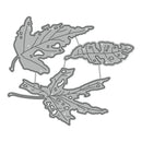 Three leaf-shaped metal cutting dies on a white background