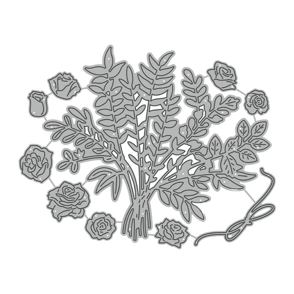 Metallic floral die cut on a white background