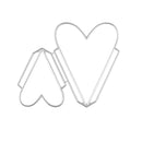 Two geometric heart-shaped paper clips on a white background