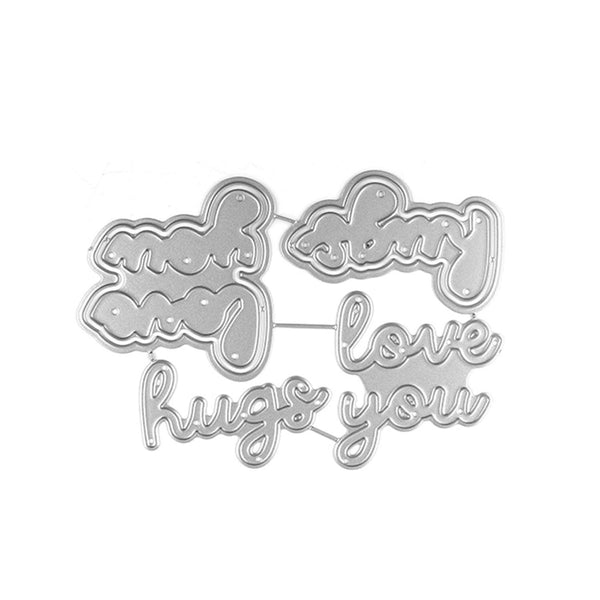 Metallic die cut with 'I love you' text on a white background