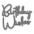 Black and white 'Birthday Wishes' text on a white background