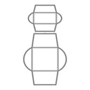 Line drawing of a geometric vase on a white background