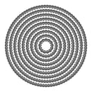 Circular pattern with concentric circles on a white background