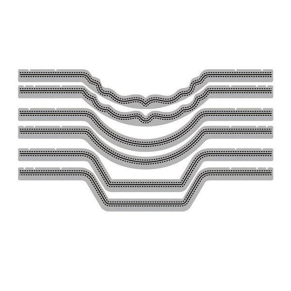 Set of model train tracks on a white background