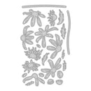 Set of floral and leaf-shaped metal cutting dies on a white background
