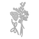 Metallic floral and bow cutting die on a white background