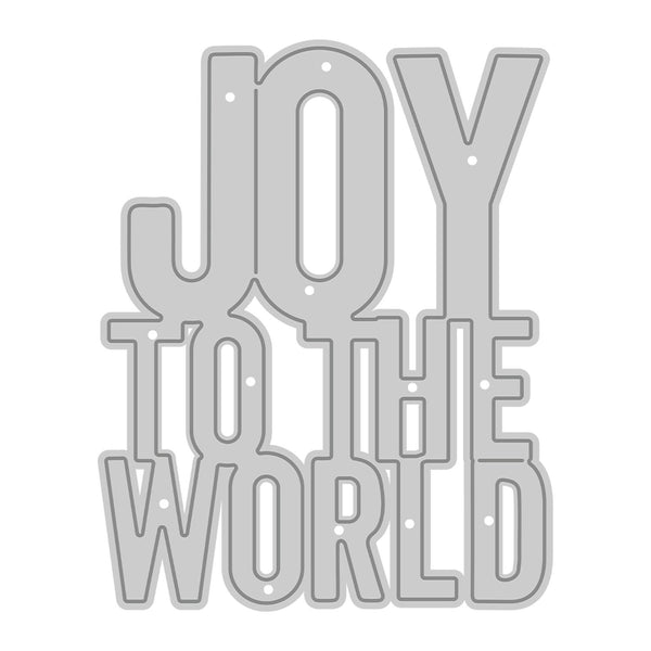 Metal cutting die with 'Joy to the World' text on a white background