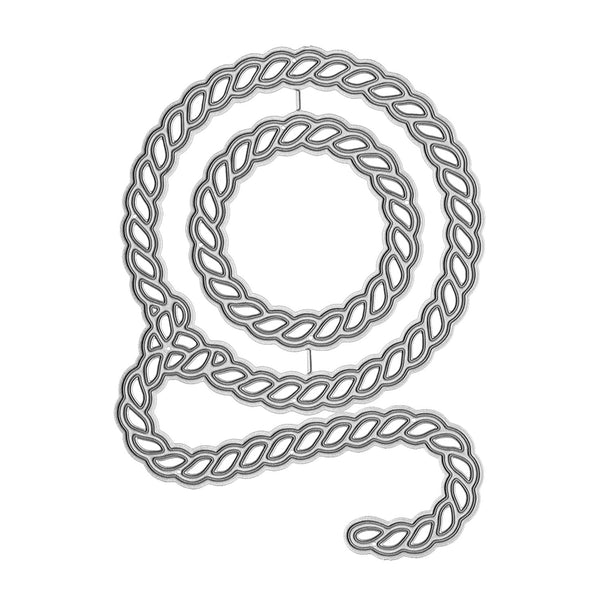 Metallic chain design on a white background