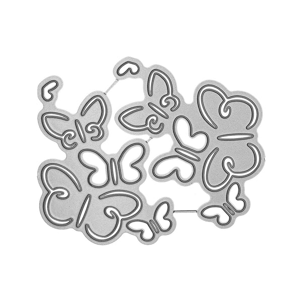 Metal butterfly-shaped cutting dies on a white background