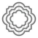 Decorative circular design with concentric circles on a white background