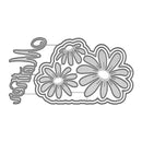 Metal die cut with floral shapes and 'Mystique' text on a white background