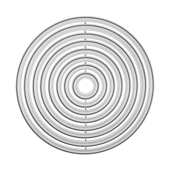 Circular decorative element with concentric rings on a white background