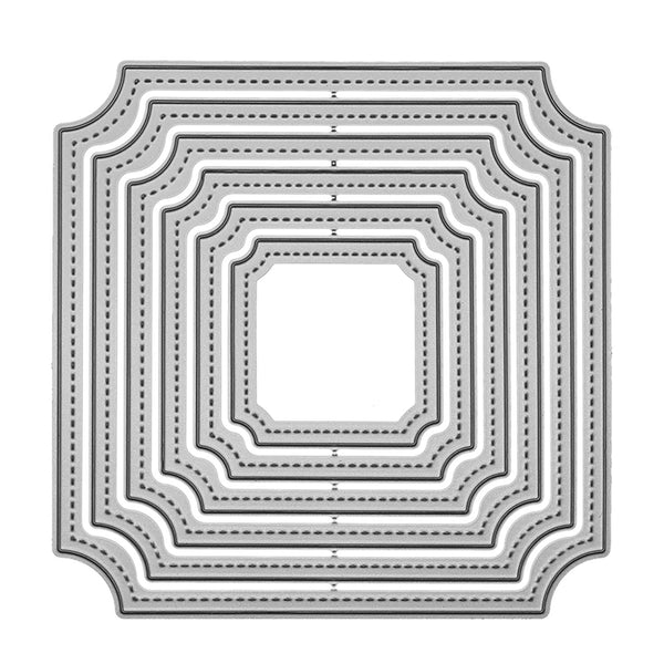 Set of nested square frames with decorative borders on a white background
