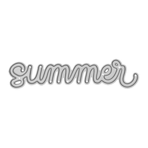 Metallic 'summer' word cutout on a white background