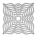 Black and white concentric wave pattern on a white background