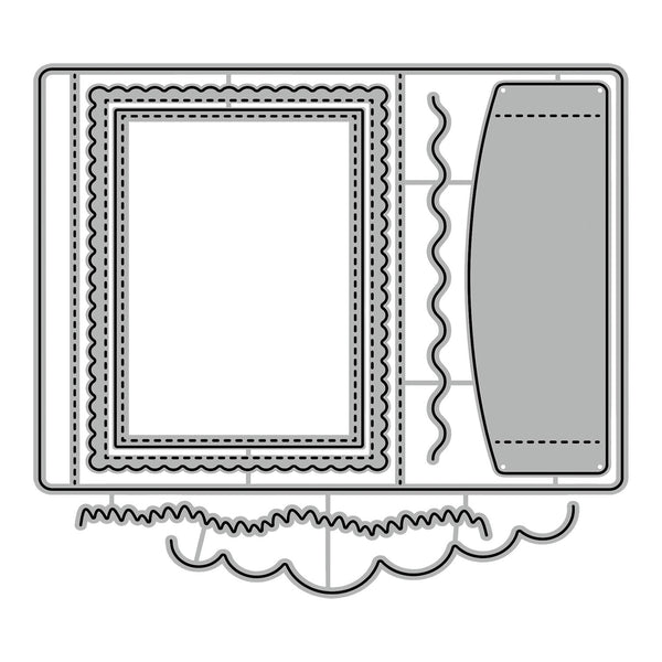 Decorative paper cutout with geometric shapes on a white background