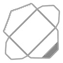 Hexagonal metal object with scalloped edge on a white background