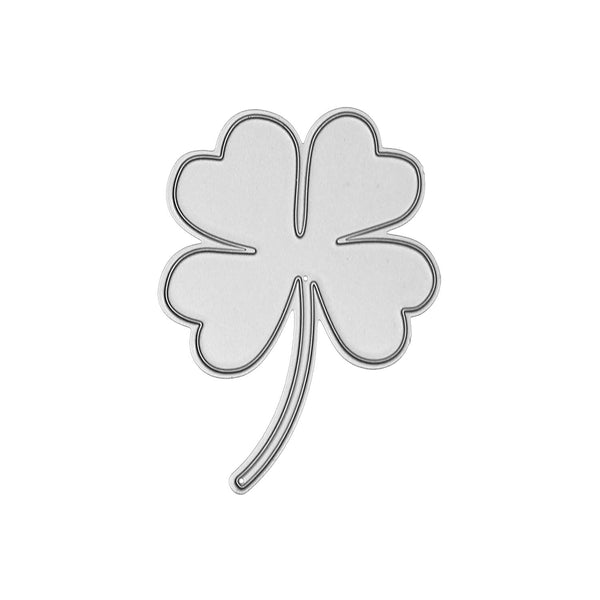 Silver four-leaf clover charm on a white background