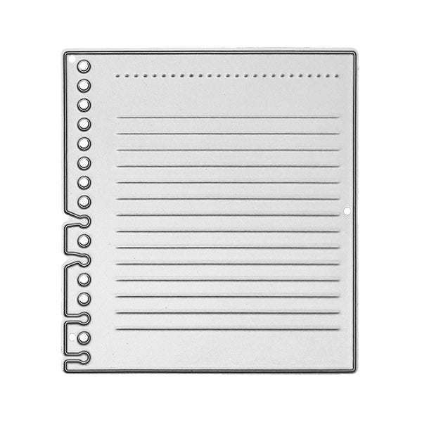 Notebook page with ruled lines and a margin on a white background