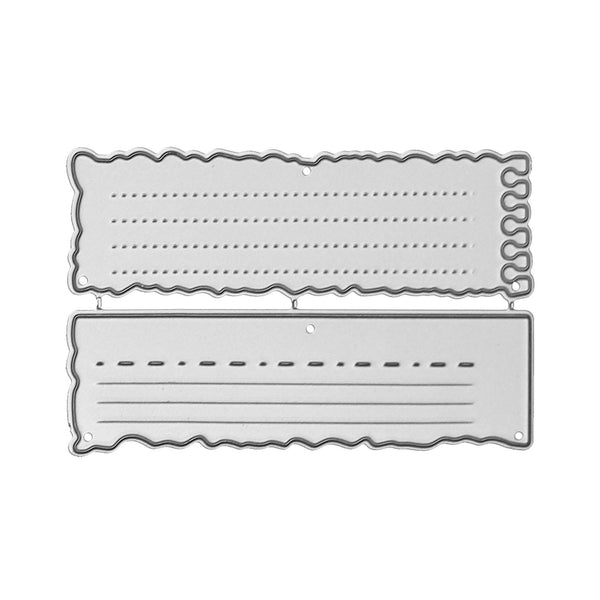Two metal dies with scalloped edges on a white background