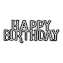 Black 'Happy Birthday' text on a white background