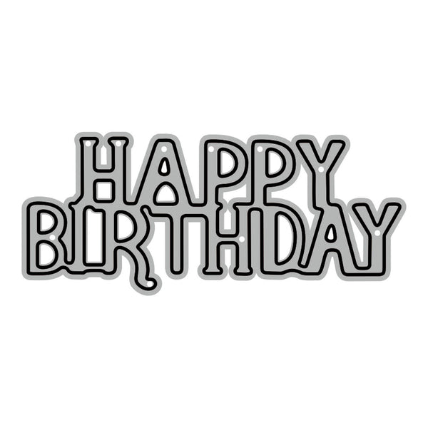Black 'Happy Birthday' text on a white background
