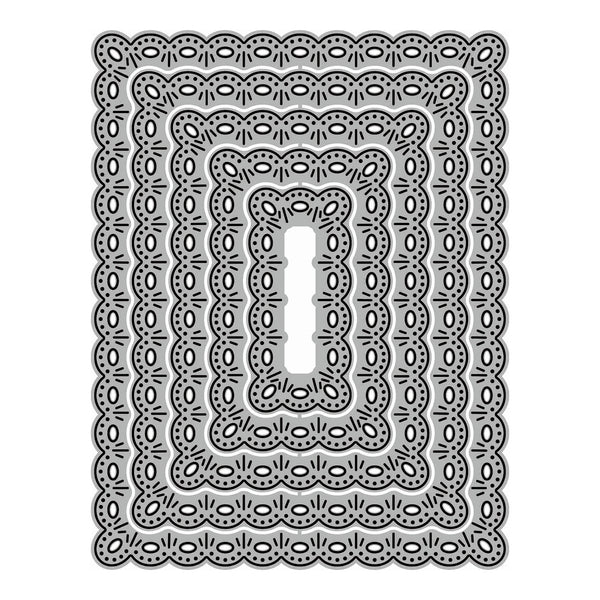 Decorative keyhole cover with intricate black patterns on a white background