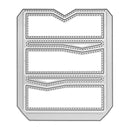 Metal die cut shapes with sewing pattern on a white background