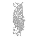Feather-shaped metal cutting die on a white background