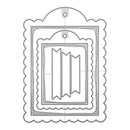 Decorative metal cutting die with scalloped edges and monogram design on a white background