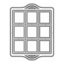 Decorative mold with nine square compartments on a white background
