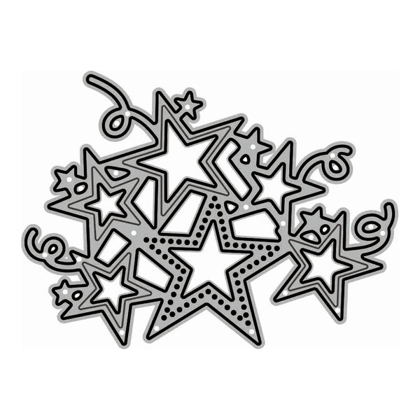 Decorative metal snowflake cutout with star and geometric shapes on a white background