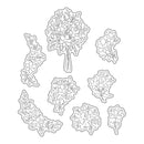 Set of floral die cuts on a white background